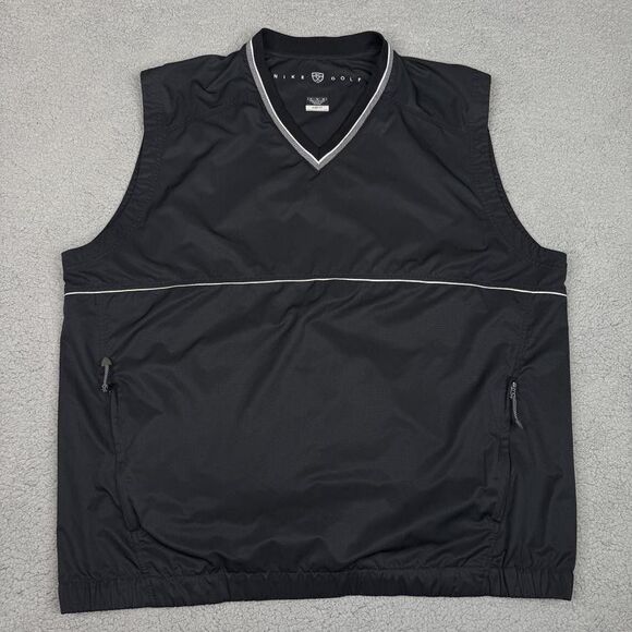 Nike Golf Pullover Vest Mens XL Black Clima-Fit Windbreaker Sleeveless Jacket - Picture 1 of 10